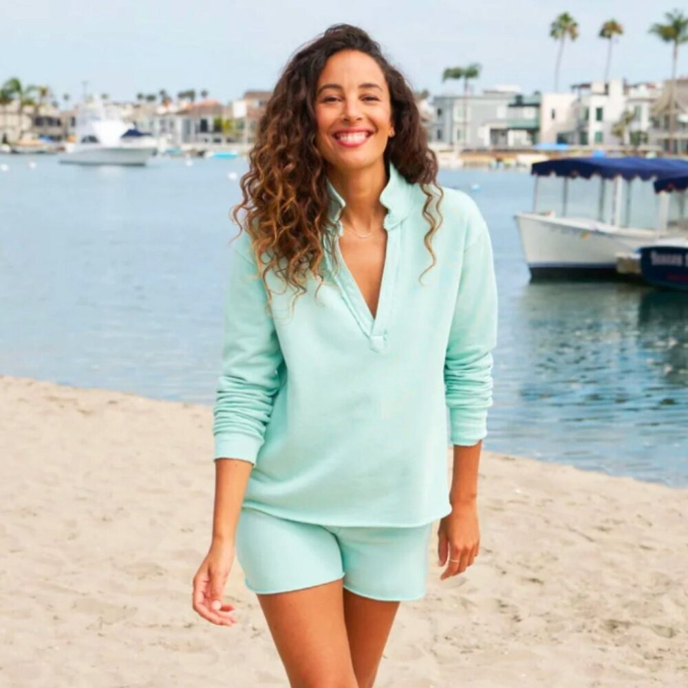 Frank & Eileen-Patrick Popover Henley Triple Fleece Cotton size: M MINERAL WASH